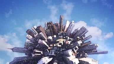 城市地球旋转展示文字标题三维片头动画视频的预览图